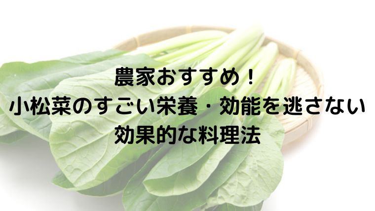 農家おすすめ！小松菜のすごい栄養・効能を逃さない効果的な料理法