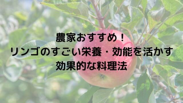 農家おすすめ！リンゴのすごい栄養・効能を活かす効果的な料理法