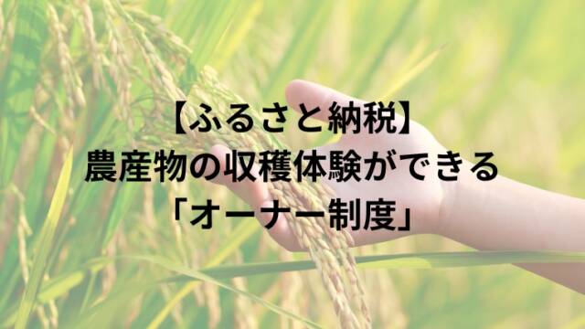 【ふるさと納税】農産物の収穫体験ができる「オーナー制度」